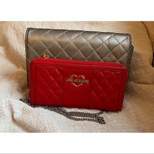 🛑Love Moschino gray Shoulder bag + Red wallet